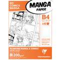 Clairefontaine Manga-Papier, 25 cm x 35,3 cm, DIN B4, 200 g/m², glatt, 6-teiliges Raster, Packung mit 40 Blatt