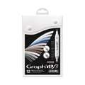 Graph'it "Brush & Extra fine" Marker, 12er Sets, Mixed Grey