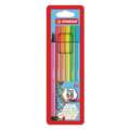 STABILO® Pen 68 Fasermaler im Set, mit 6 Stiften Leuchtfarben
