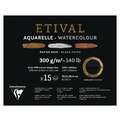 Clairefontaine ETIVAL Aquarellblock Noir, 20,3 cm x 25,4 cm, 300 g/m², fein|grob, Querformat, Block mit 15 Blatt