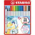 STABILO® Pen 68 brush Sets im Metalletui, 15er Set
