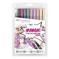 TOMBOW® ABT Dual Brush Pen -  Manga Set, Manga Shojo, 0,8 mm, Pinselspitze|konische Spitze