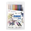 TOMBOW® ABT Dual Brush Pen -  Manga Set, Manga Shonen, 0,8 mm, Pinselspitze|konische Spitze