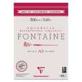 Clairefontaine Aquarellpapier FONTAINE Feinkorn, 29,7 cm x 42 cm, DIN A3, 300 g/m², fein, Block (2-seitig geleimt) mit 12 Blatt