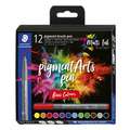 STAEDTLER® pigment art pens brush pen 371, 12er-Sets, Basic colours, Set, Pinselspitze