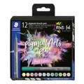STAEDTLER® pigment art pens brush pen 371, 12er-Sets, Pastel colours, Set, Pinselspitze