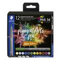 STAEDTLER® pigment art pens brush pen 371, 12er-Sets, Nature Colours, Set, Pinselspitze