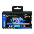 STAEDTLER® pigment art pens brush pen 371, 6er-Sets, Blues & Violets, Set, Pinselspitze