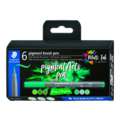 STAEDTLER® pigment art pens brush pen 371, 6er-Sets, Greens & Turquoises, Set, Pinselspitze