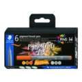 STAEDTLER® pigment art pens brush pen 371, 6er-Sets, Greys & Caramels, Set, Pinselspitze