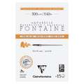Clairefontaine Aquarellpapier FONTAINE Extra White, satiniert, 10 cm x 15 cm, 300 g/m², satiniert, Block mit 15 Blatt (4-seitig geleimt)