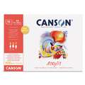 CANSON® Acrylic Acrylmalpapier, 21 cm x 29,7 cm, DIN A4, 400 g/m², fein, 1-seitig geleimter Block mit 10 Blatt