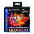 STAEDTLER® pigment arts pen brush371, 12er-Sets, Warm Colours, Set, Pinselspitze