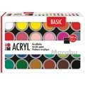 Marabu Acrylfarben BASIC Sets, 18-ml-Näpfchen, 24 Farben, Set