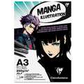 Clairefontaine Manga Illustration Zeichenblock, 250 g/qm, 20 Blatt, DIN A3