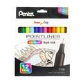 Pentel® Pointliner S40 Fineliner Colour Dye Ink Sets, 0,4 mm, 12er Set