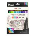 Pentel® Pointliner S40 Fineliner Colour Dye Ink Sets, 0,4 mm, 24er Set