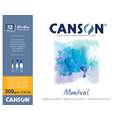 CANSON® Montval® Aquarellkarton, 300 g/m² Feinkorn, 30 cm x 40 cm, 300 g/m², fein, Block mit 12 Blatt, 4-seitig geleimt