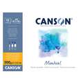 CANSON® Montval® Aquarellkarton, 300 g/qm Feinkorn, 29,7 cm x 42 cm, DIN A3, 300 g/m², fein, Block mit 12 Blatt, an der kurzen Seite geleimt