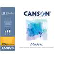 CANSON® Montval® Aquarellkarton, 300 g/qm Feinkorn, 36 cm x 48 cm, 300 g/m², fein, Block mit 12 Blatt, an der kurzen Seite geleimt