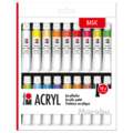 Marabu Acrylfarbe Basic Sets, 18 x 12-ml-Tuben