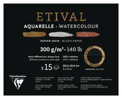 Clairefontaine ETIVAL Aquarellblock Noir, 15 Blatt