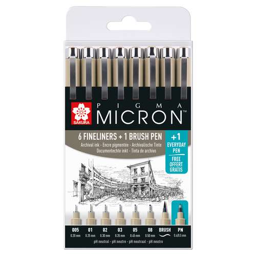 SAKURA PIGMA MICRON™ Fineliner-Set + Everyday Pen gratis 
