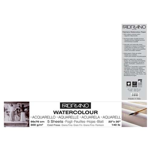 Fabriano Artistico Aquarellpapier – 20 Blatt, 300 G/m², 23 X 30,5 Cm, Feinkorn, Naturweiß