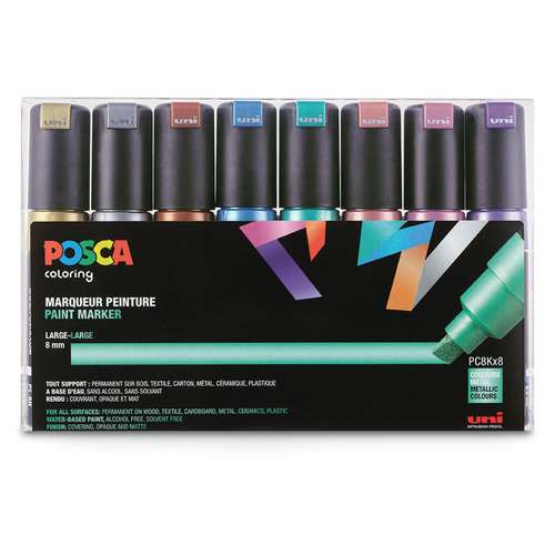 UNI POSCA Marker-Set PC8K, 8er Metallic 