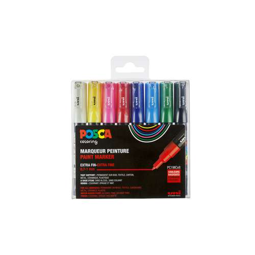 UNI POSCA Marker-Set PC-1MC, Pigment-Marker 8 Farben 