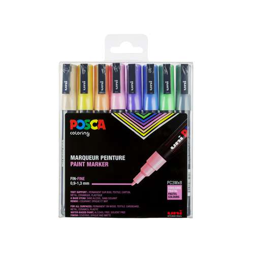 UNI POSCA Marker-Set PC-3M Pastell-Farben Set 