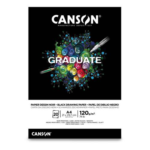 CANSON® Graduate Zeichenblock, schwarzes Papier 