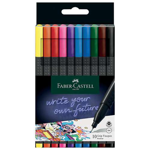 FABER-CASTELL GRIP Finepen, Etui mit 10 Stiften 