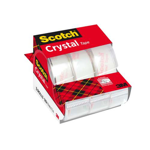 Scotch™ Crystal Klebeband, 3 Handabroller mit 3 Rollen 