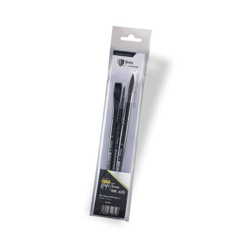lineo Aquarellpinsel 3er-Set,  Black Edition Martin Thomas, Serie 632 