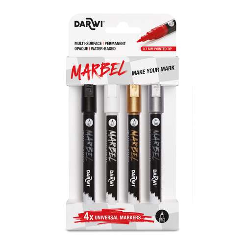 DARWI® MARBEL Universalmarker, 4er-Set, 0,7 mm Spitze 