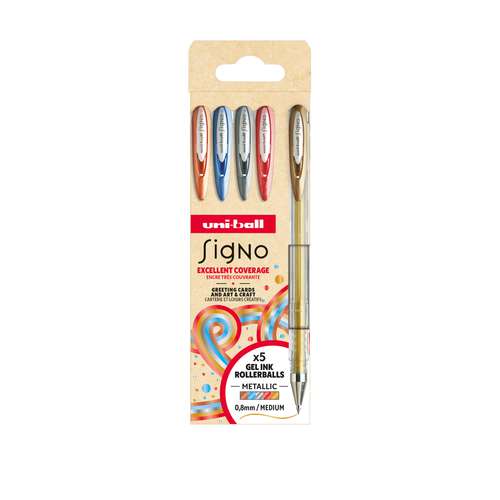 uni-ball SIGNO UM120NM Metallic Gelstifte Set, 5 Farben 