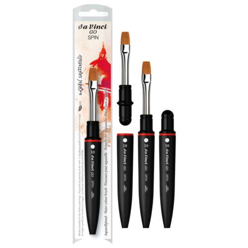 da Vinci GO SPIN Reise-Aquarellpinsel, flach, Serie 8880 