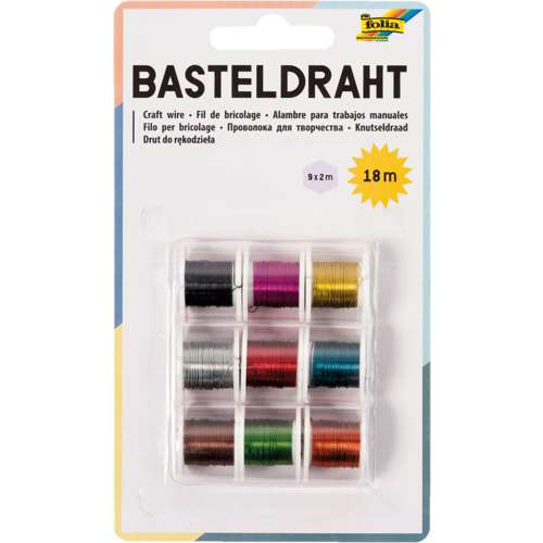 folia® Basteldraht Set, 9 Spulen à 2 m 