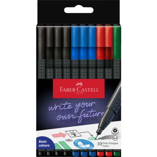 FABER-CASTELL Grip Office Finepen, 10er Set 
